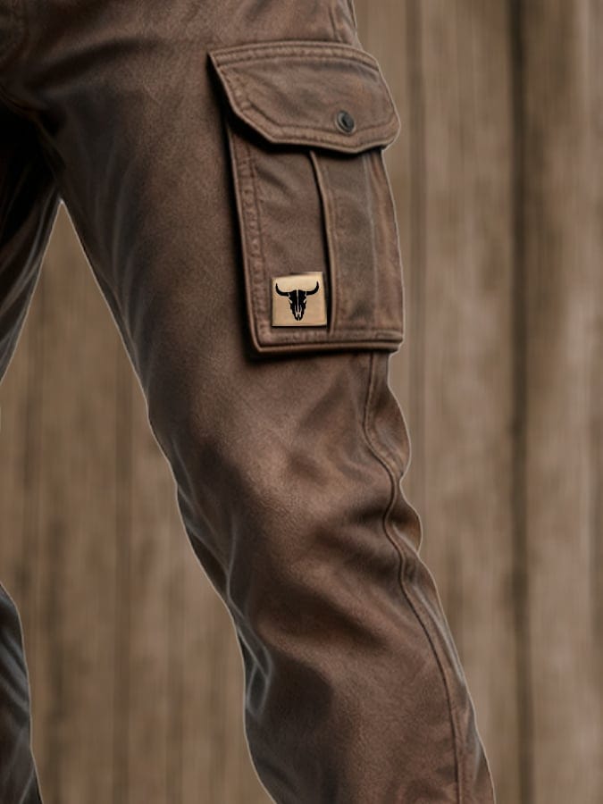 Mens Cargo Trousers Heavy-Duty Cotton Insulated Utility Pants with Pockets 4
