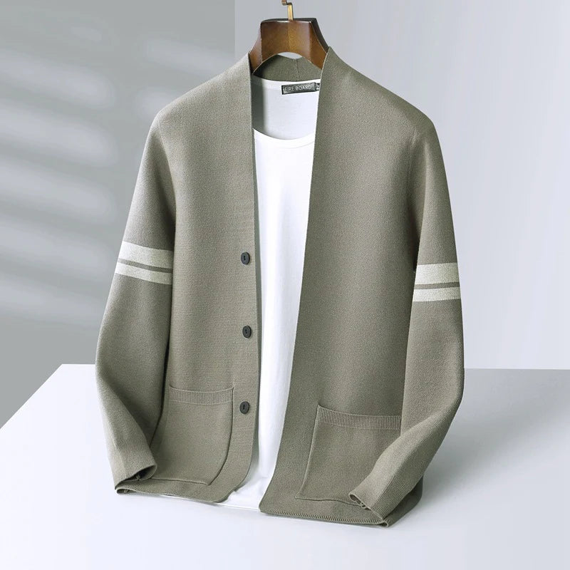 Merino Wool Blend Cardigan Lightweight Minimalist Design with Pockets 5