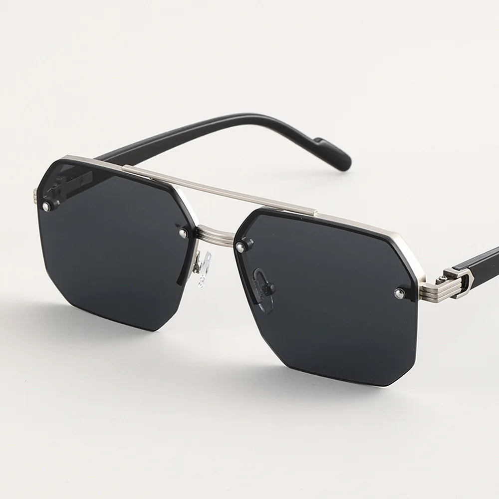 Modern Geometric Men's Sunglasses - Oversized Frame, UV Protection, Dark Lenses 1