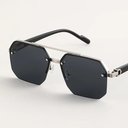 Modern Geometric Men's Sunglasses - Oversized Frame, UV Protection, Dark Lenses 1