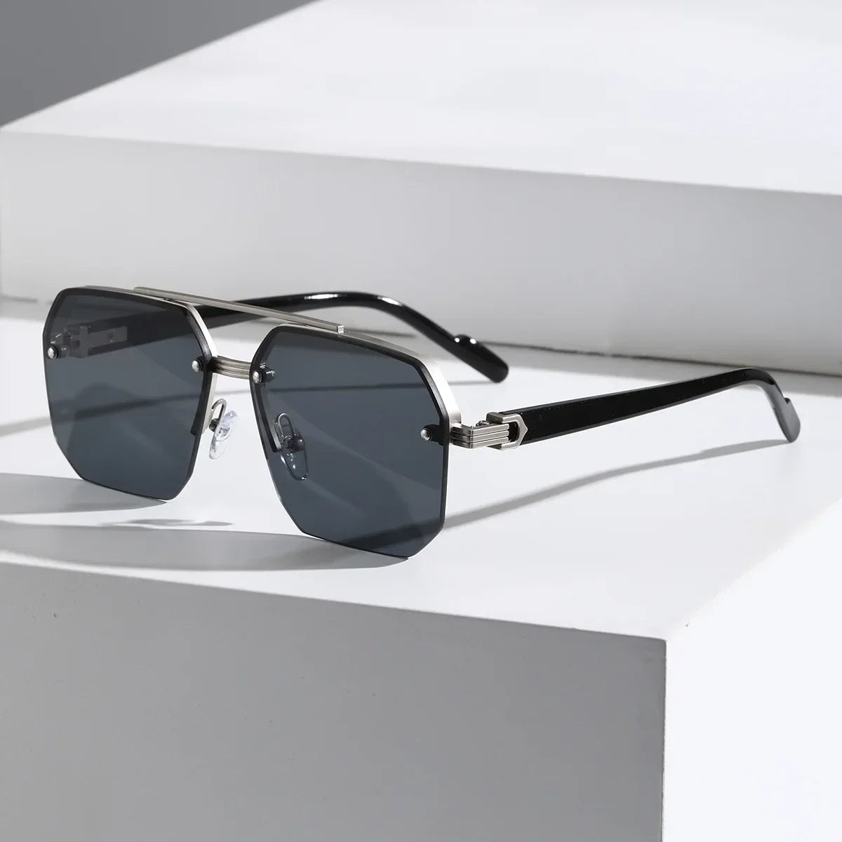 Modern Geometric Men's Sunglasses - Oversized Frame, UV Protection, Dark Lenses 3