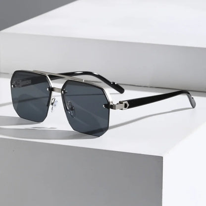 Modern Geometric Men's Sunglasses - Oversized Frame, UV Protection, Dark Lenses 3