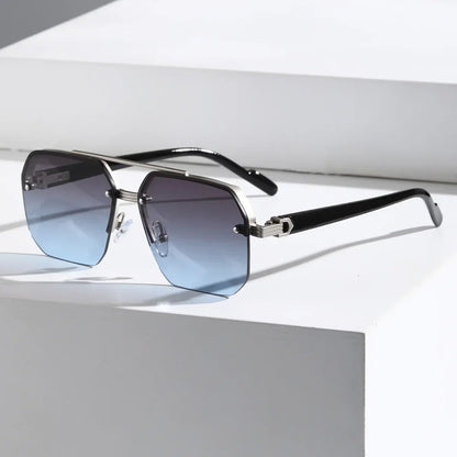 Modern Geometric Men's Sunglasses - Oversized Frame, UV Protection, Dark Lenses 5