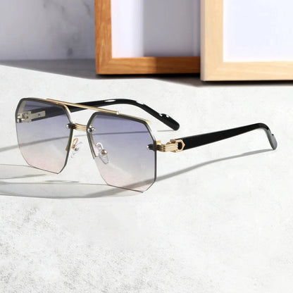 Modern Geometric Men's Sunglasses - Oversized Frame, UV Protection, Dark Lenses 6