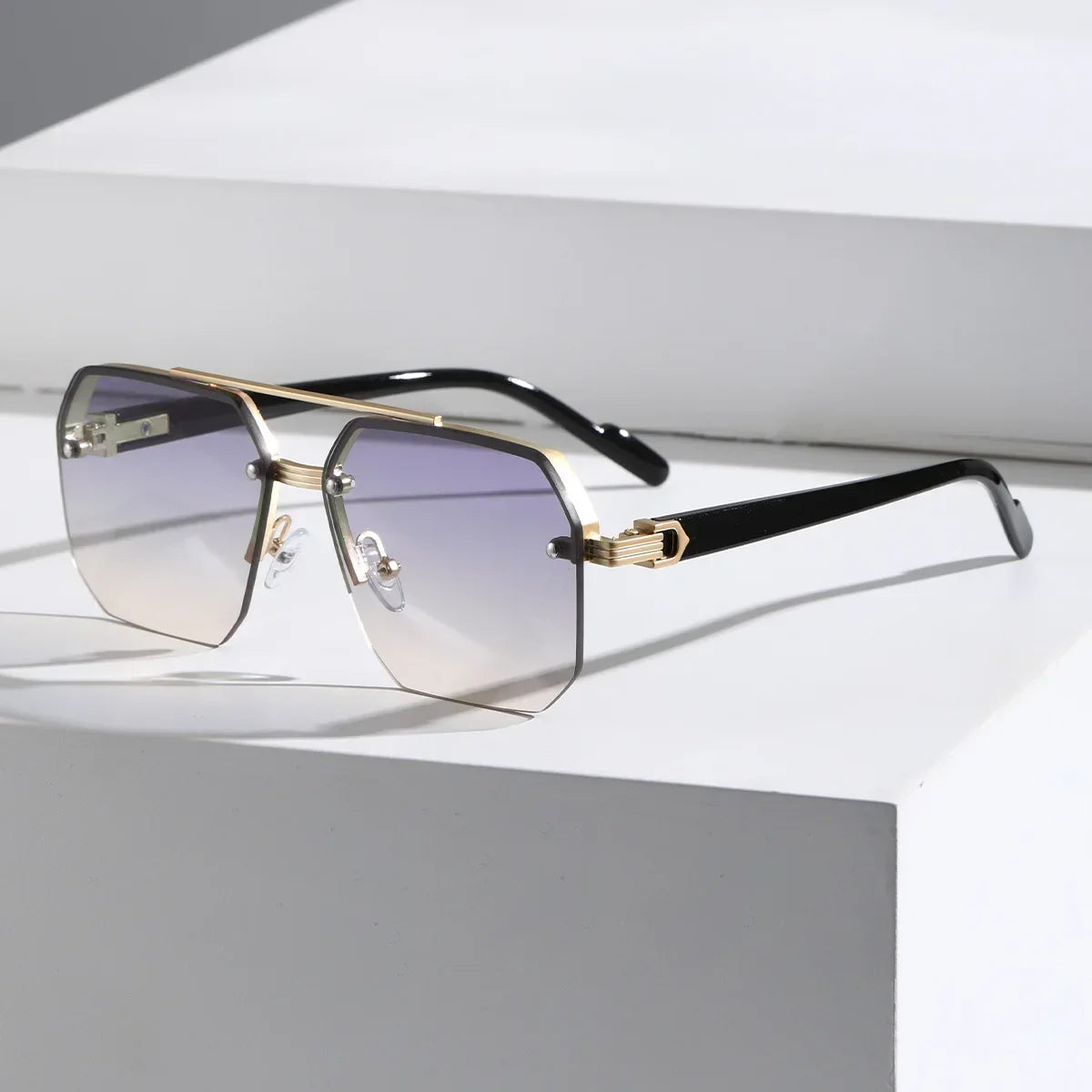 Modern Geometric Men's Sunglasses - Oversized Frame, UV Protection, Dark Lenses 7