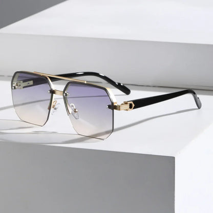 Modern Geometric Men's Sunglasses - Oversized Frame, UV Protection, Dark Lenses 7
