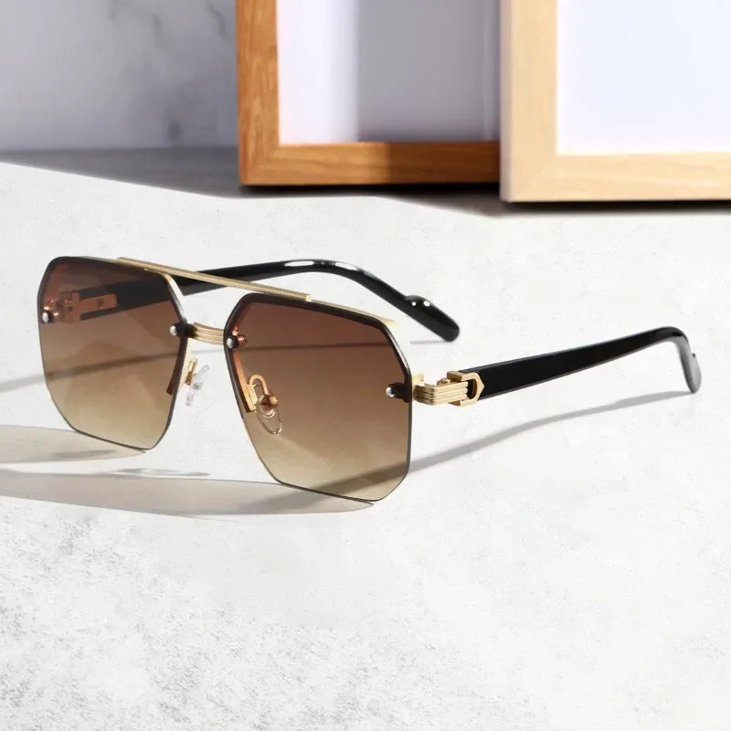 Modern Geometric Men's Sunglasses - Oversized Frame, UV Protection, Dark Lenses 8