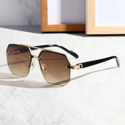 Modern Geometric Men's Sunglasses - Oversized Frame, UV Protection, Dark Lenses 8