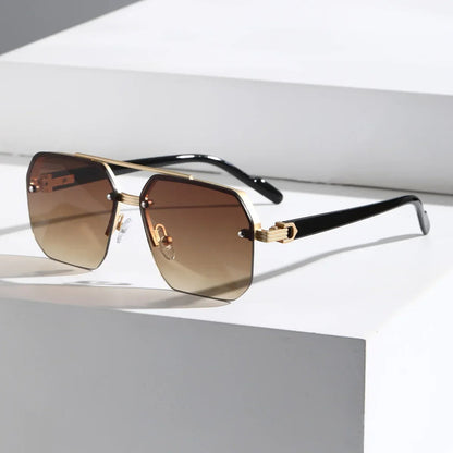 Modern Geometric Men's Sunglasses - Oversized Frame, UV Protection, Dark Lenses 9