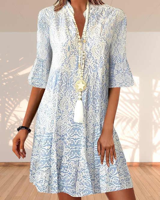 Modern Print Dress Women Elegant Versatile Style Perfect for Formal Occasions 0