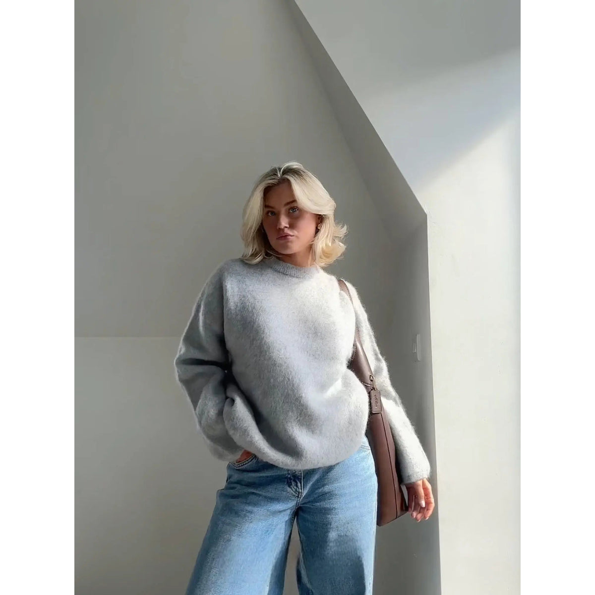 Mohair Pullover Women's Elegant Sweater Loose Fit Lightweight Casual 1