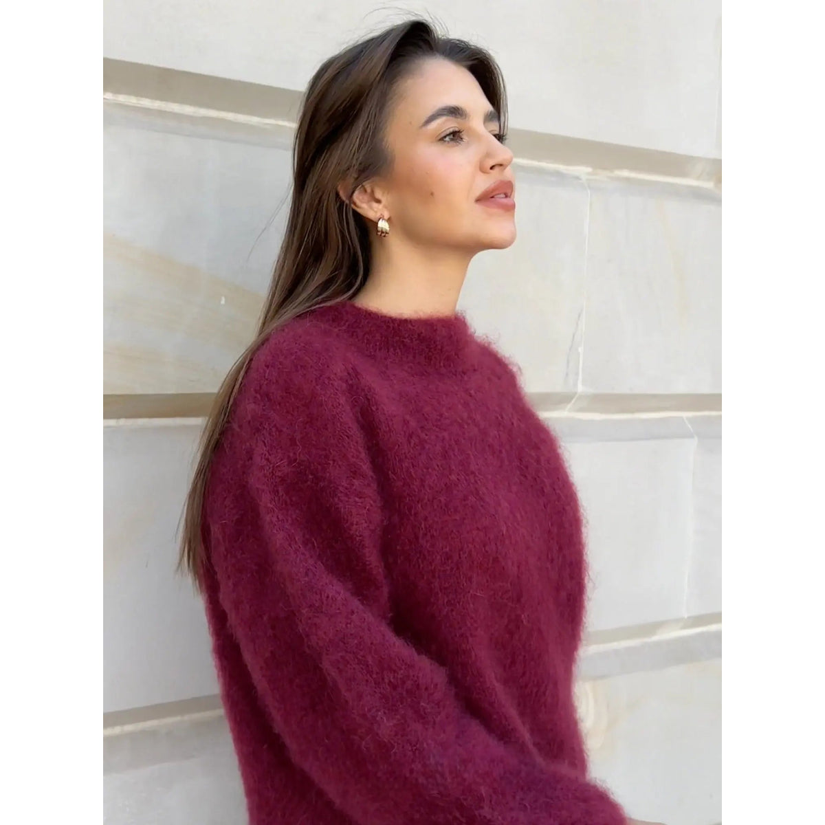 Mohair Pullover Women's Elegant Sweater Loose Fit Lightweight Casual 3