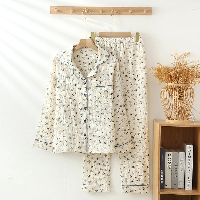 Muslin Cotton Pajama Set Women Lightweight Breathable Comfort Summer 0