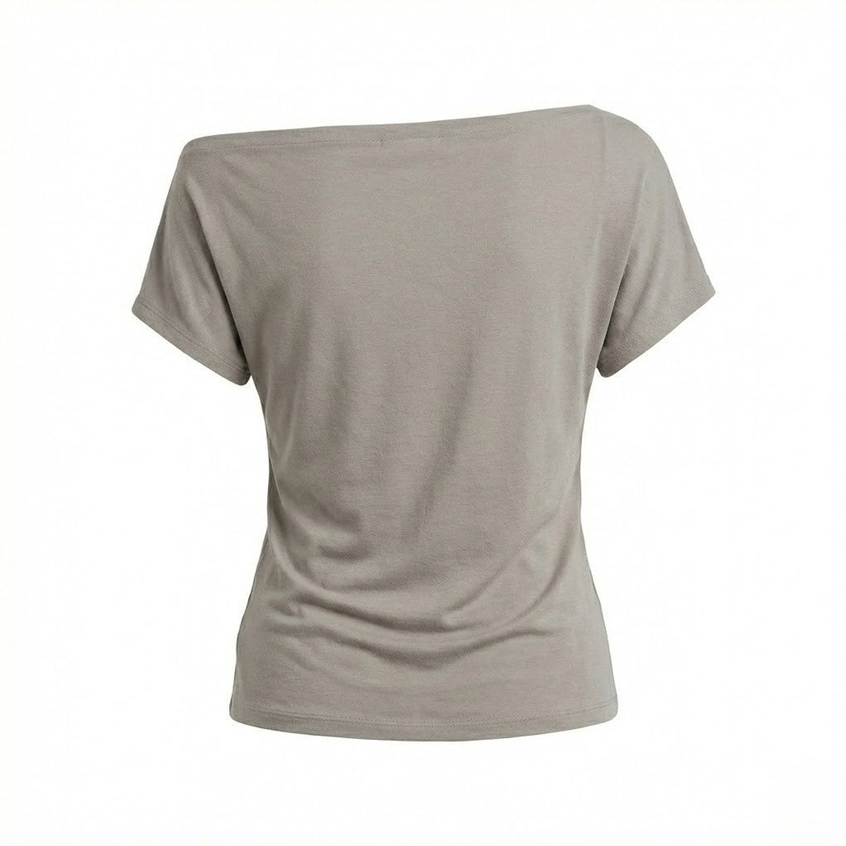 Off Shoulder Top Women Taupe Relaxed Fit Stretch Fabric Chic 6