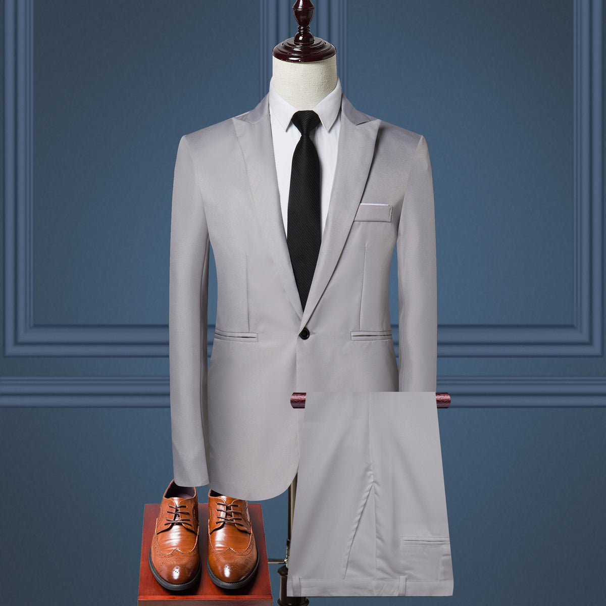 Ein-Knopf Herrenanzug-Set Schwarz Lässige Eleganz für Hochzeiten & Trauzeugen