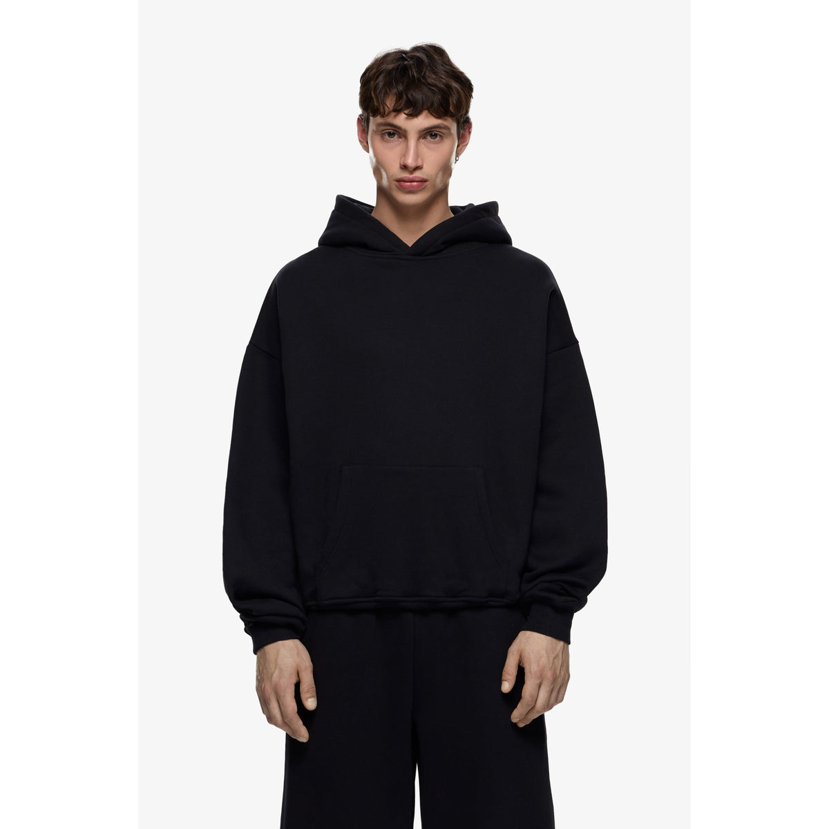 Oversized Black Hoodie for Men - Soft Heavyweight Cotton, Cozy Fit, Streetwear 0