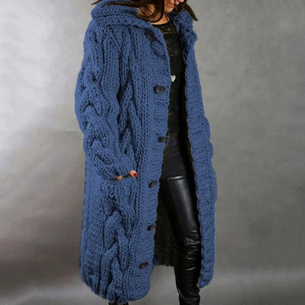 Oversized Cable Knit Cardigan Women Button Front Cozy Layered Sweater 0