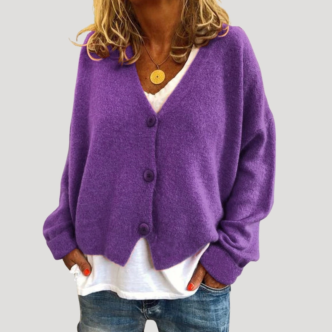 Oversized Cardigan Women V Neck Button Up Knitwear 1