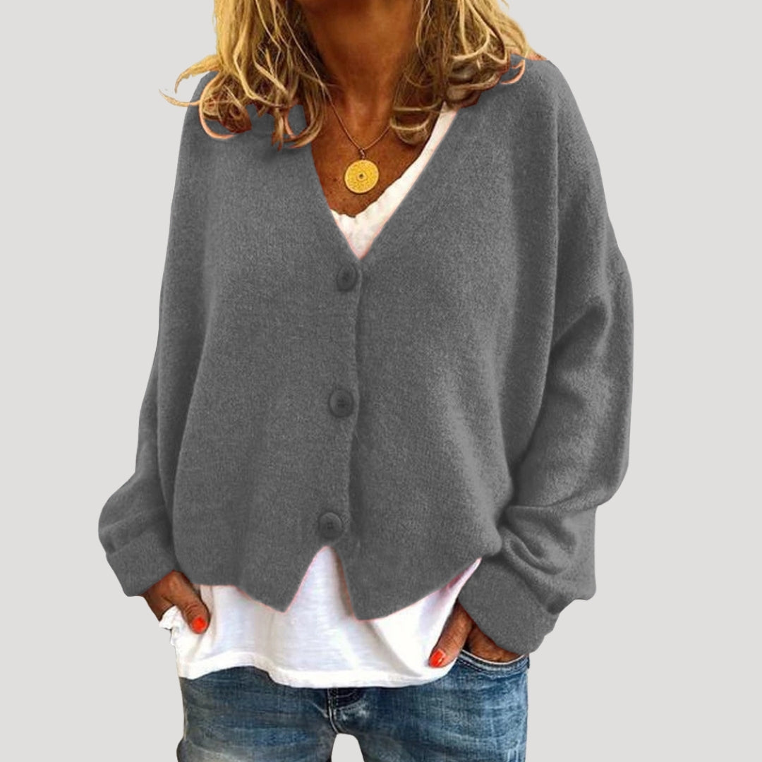 Oversized Cardigan Women V Neck Button Up Knitwear 2
