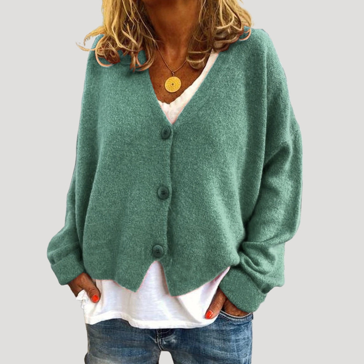 Oversized Cardigan Women V Neck Button Up Knitwear 3