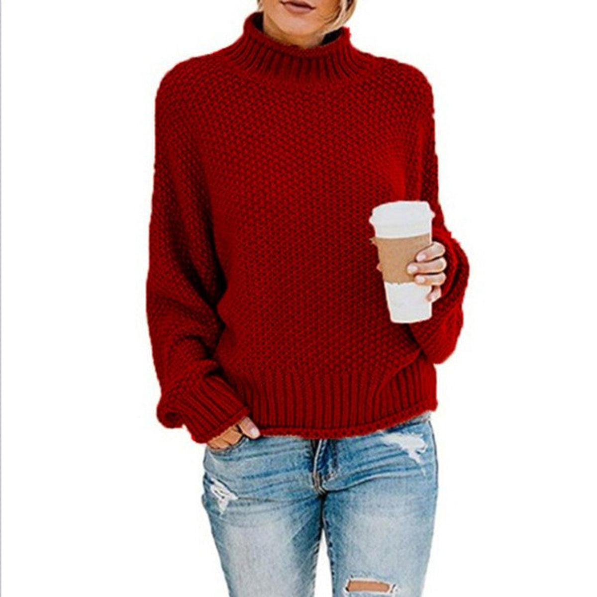 Oversized Chunky Knit Cardigan Women Turtleneck Stylish Comfort 10