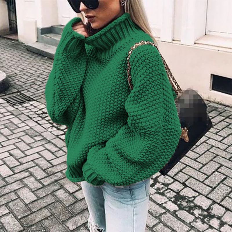 Oversized Chunky Knit Cardigan Women Turtleneck Stylish Comfort 4