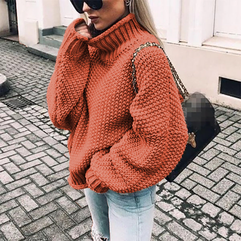 Oversized Chunky Knit Cardigan Women Turtleneck Stylish Comfort 5