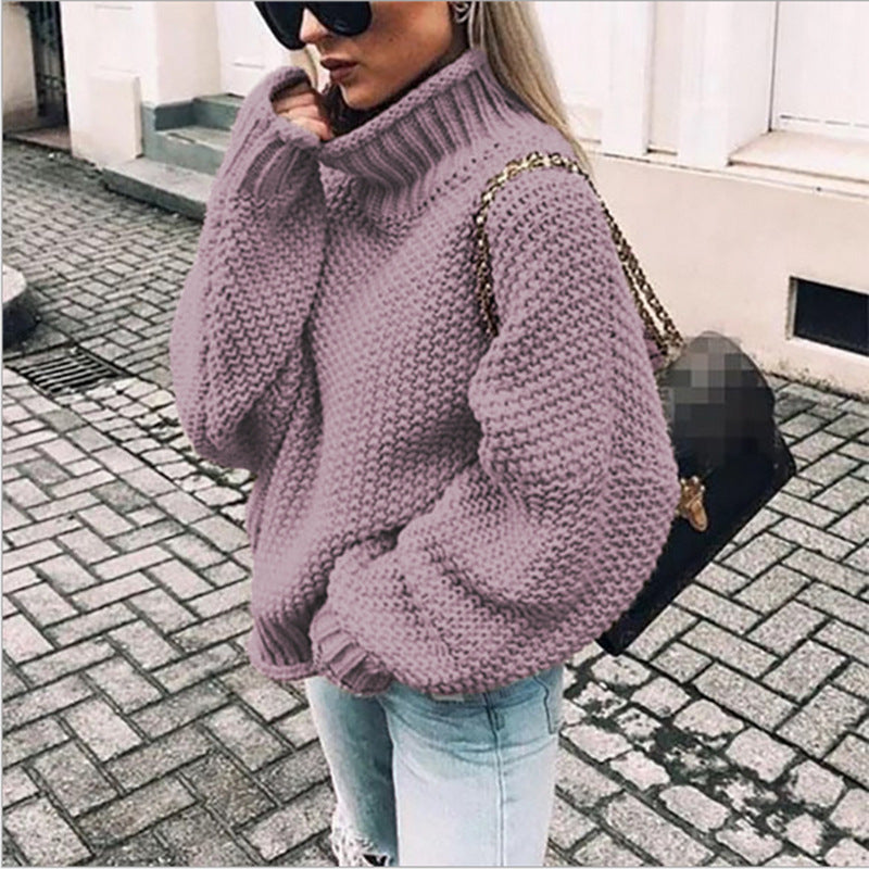 Oversized Chunky Knit Cardigan Women Turtleneck Stylish Comfort 6