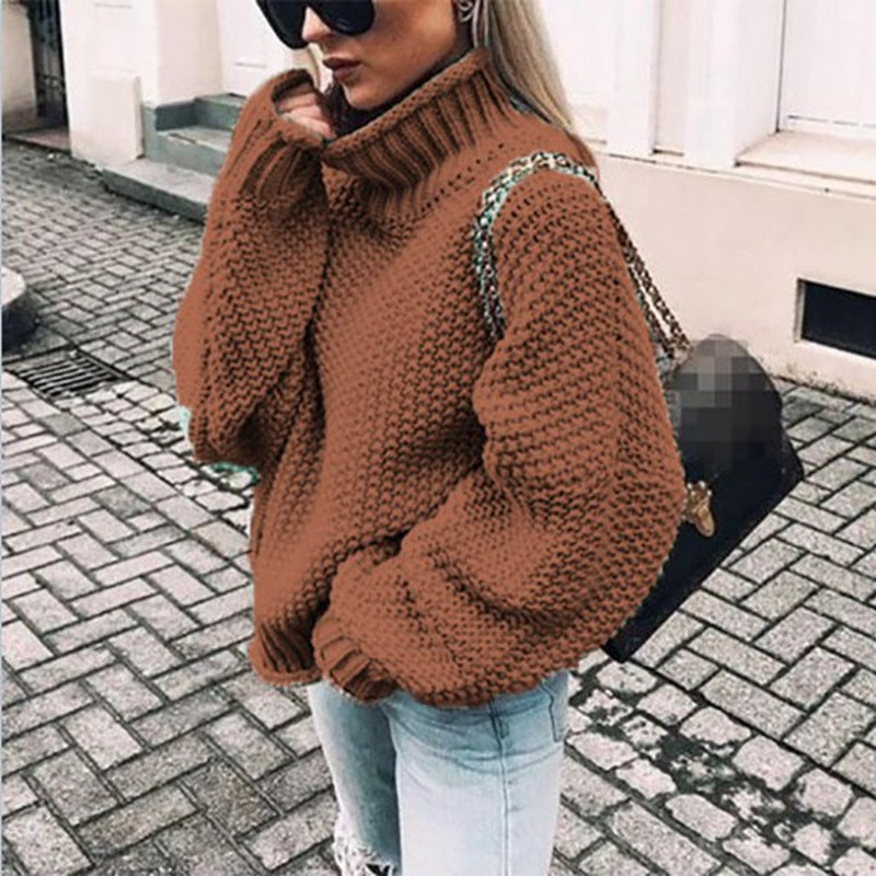 Oversized Chunky Knit Cardigan Women Turtleneck Stylish Comfort 9