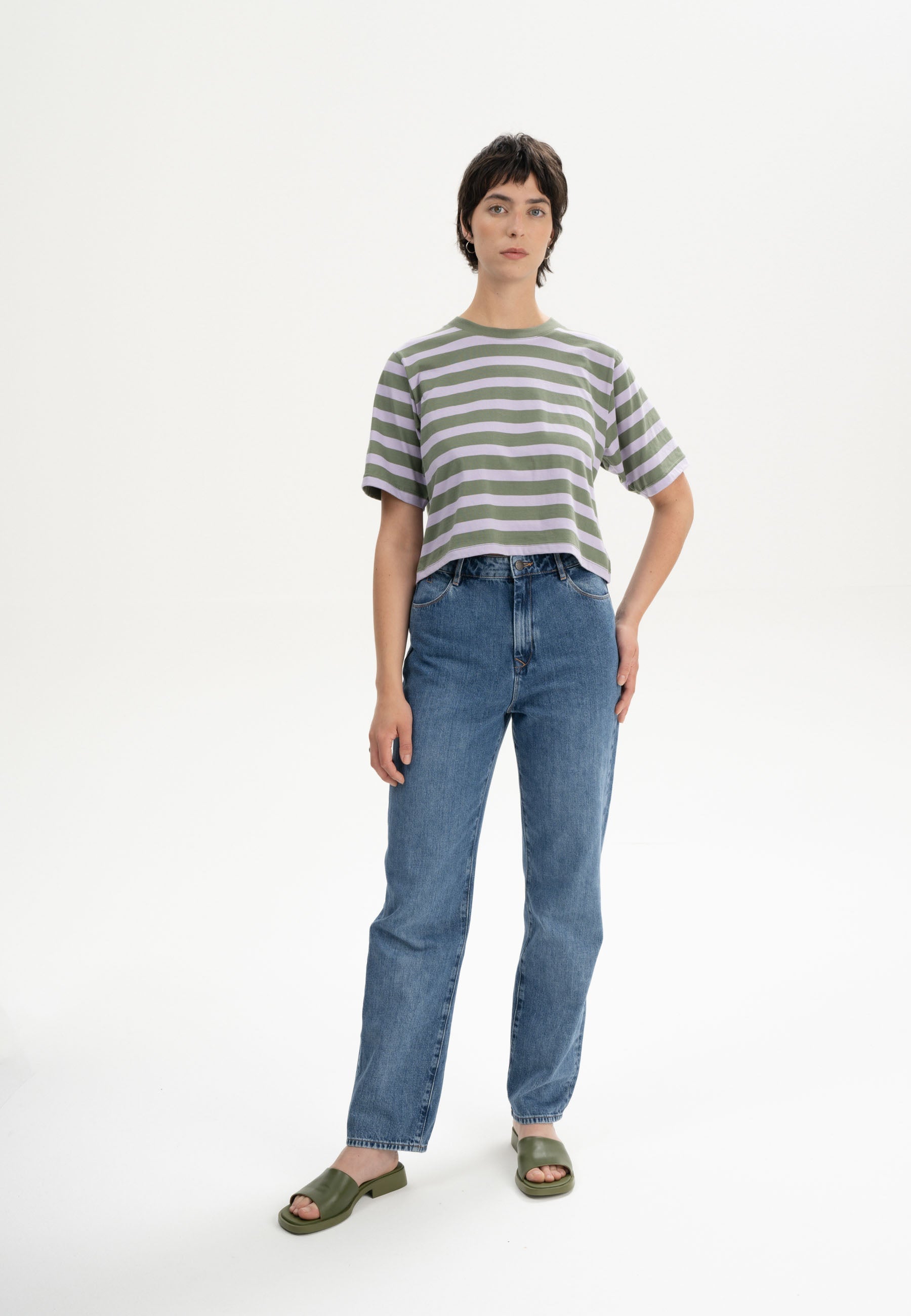 Oversized Cropped T-Shirt for Women - Soft Drop Shoulder Graphic Tee in Neutral Tones 4