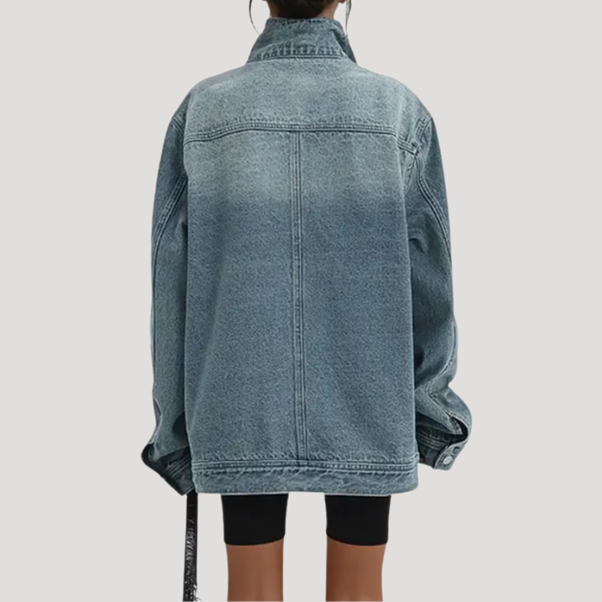 Oversized Denim Jacket Women Vintage Wash Casual Chic Style 2