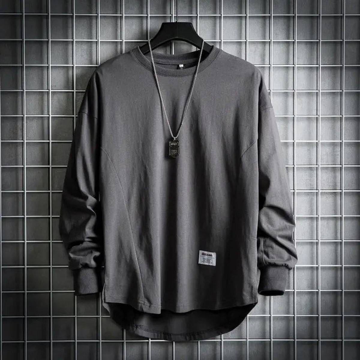 Oversized Drop Hem Pullover Soft Cotton Crewneck Relaxed Fit 0