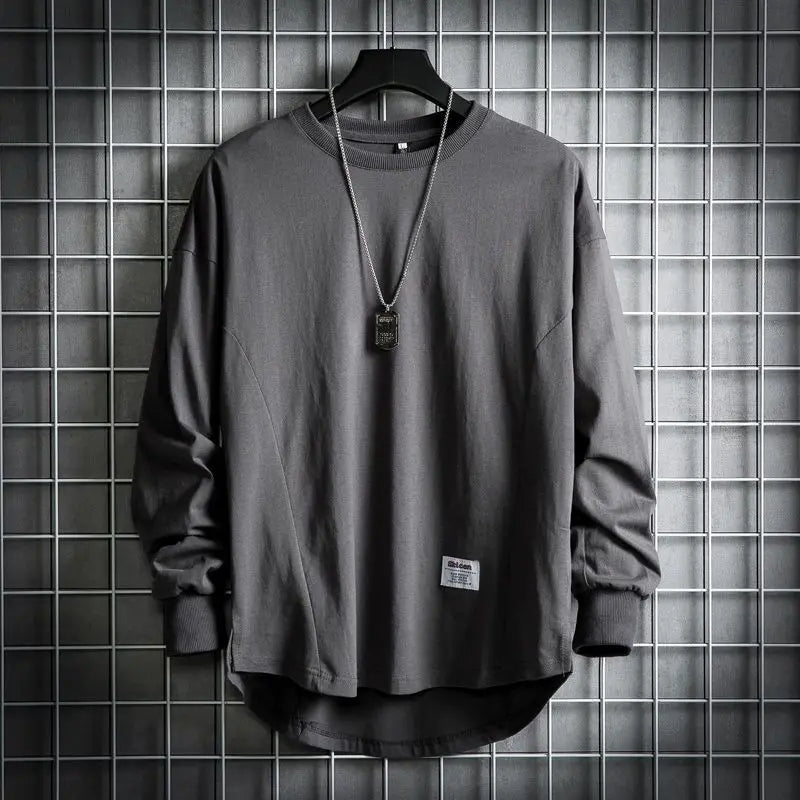 Oversized Drop Hem Pullover Soft Cotton Crewneck Relaxed Fit 0