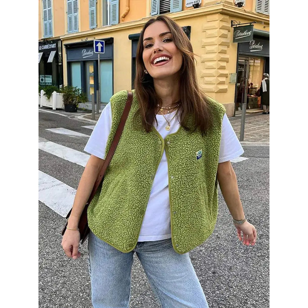 Oversized Fleece Vest Women High-Quality Sherpa Sleeveless Layering 0