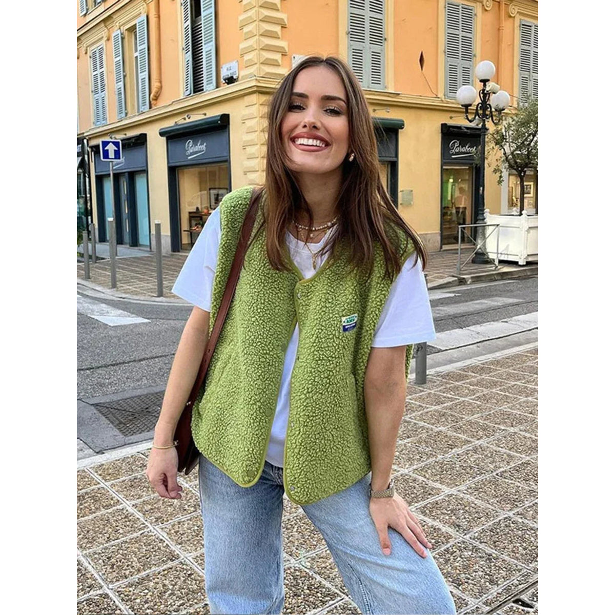 Oversized Fleece Vest Women High-Quality Sherpa Sleeveless Layering 3