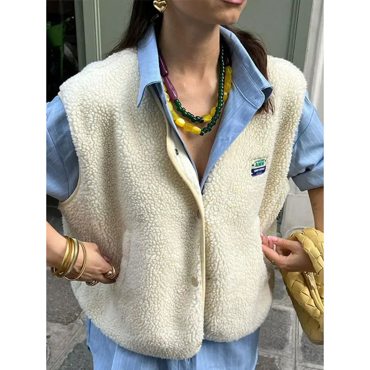 Oversized Fleece Vest Women High-Quality Sherpa Sleeveless Layering 8