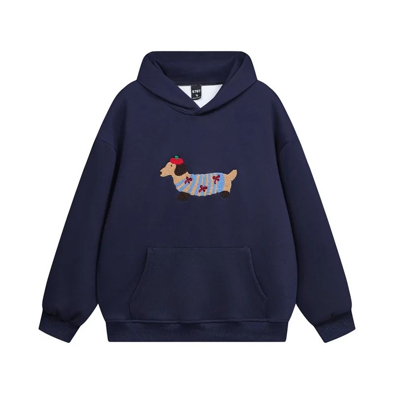 Oversized Hoodie Unisex Dachshund Embroidery Casual Chic Comfortable Fashion 5