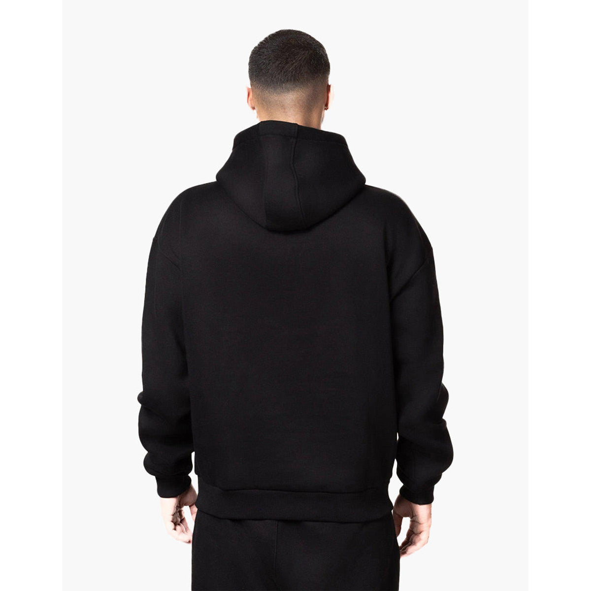Oversized Hoodie for Men - Soft Black Cotton Blend, Relaxed Fit, Minimalist Streetwear 3