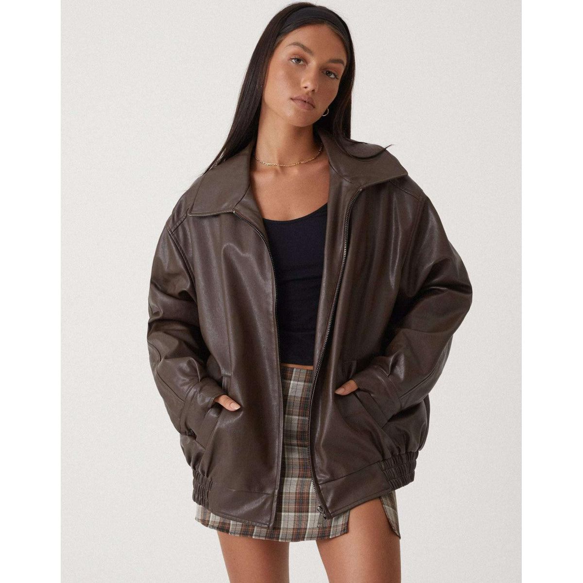 Oversized PU Leather Jacket Women Casual Chic Fashion Autumn Winter 0
