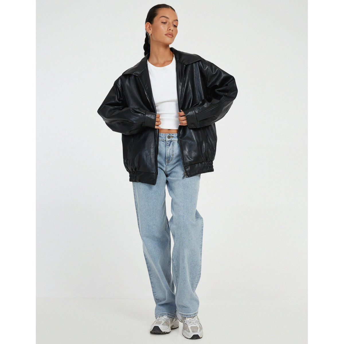 Oversized PU Leather Jacket Women Casual Chic Fashion Autumn Winter 4