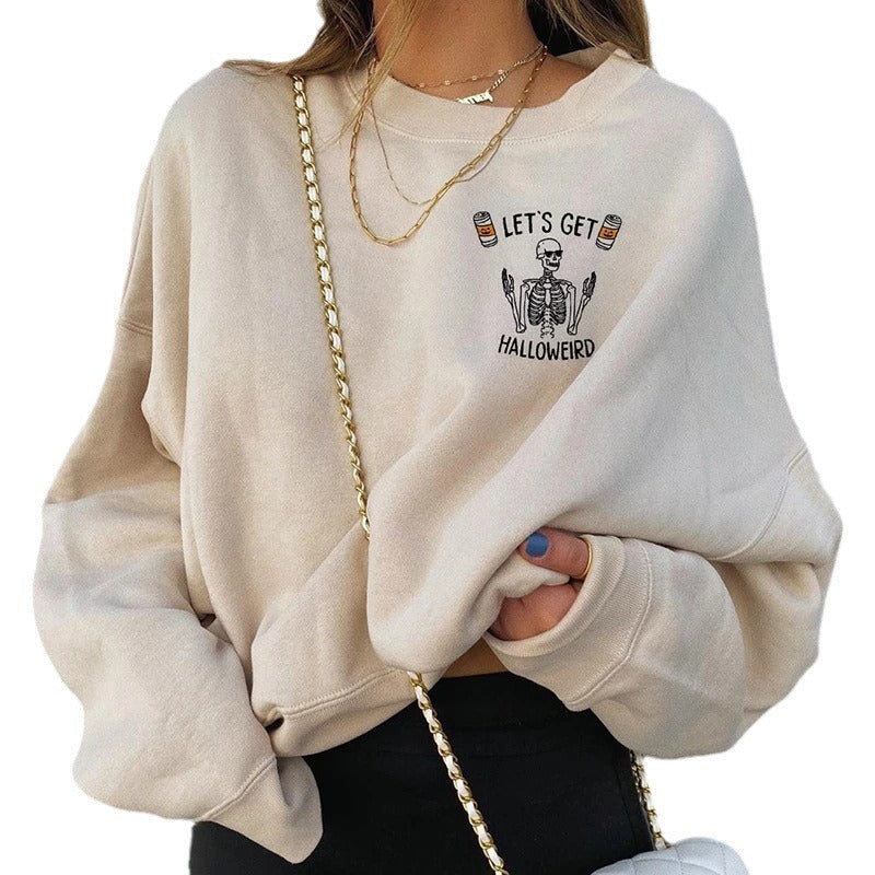 Oversized Sweatshirt Women Creative Halloween Design Casual Chic 0