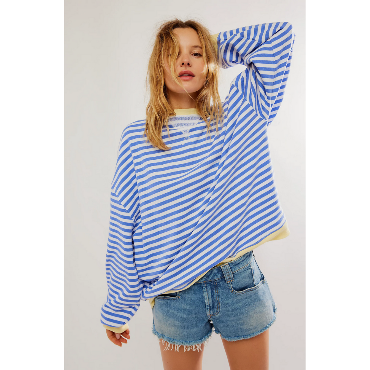 Oversized Sweatshirt Women Striped Casual Chic Design Soft Fabric 2