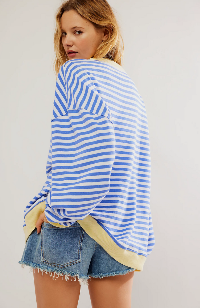 Oversized Sweatshirt Women Striped Casual Chic Design Soft Fabric 3