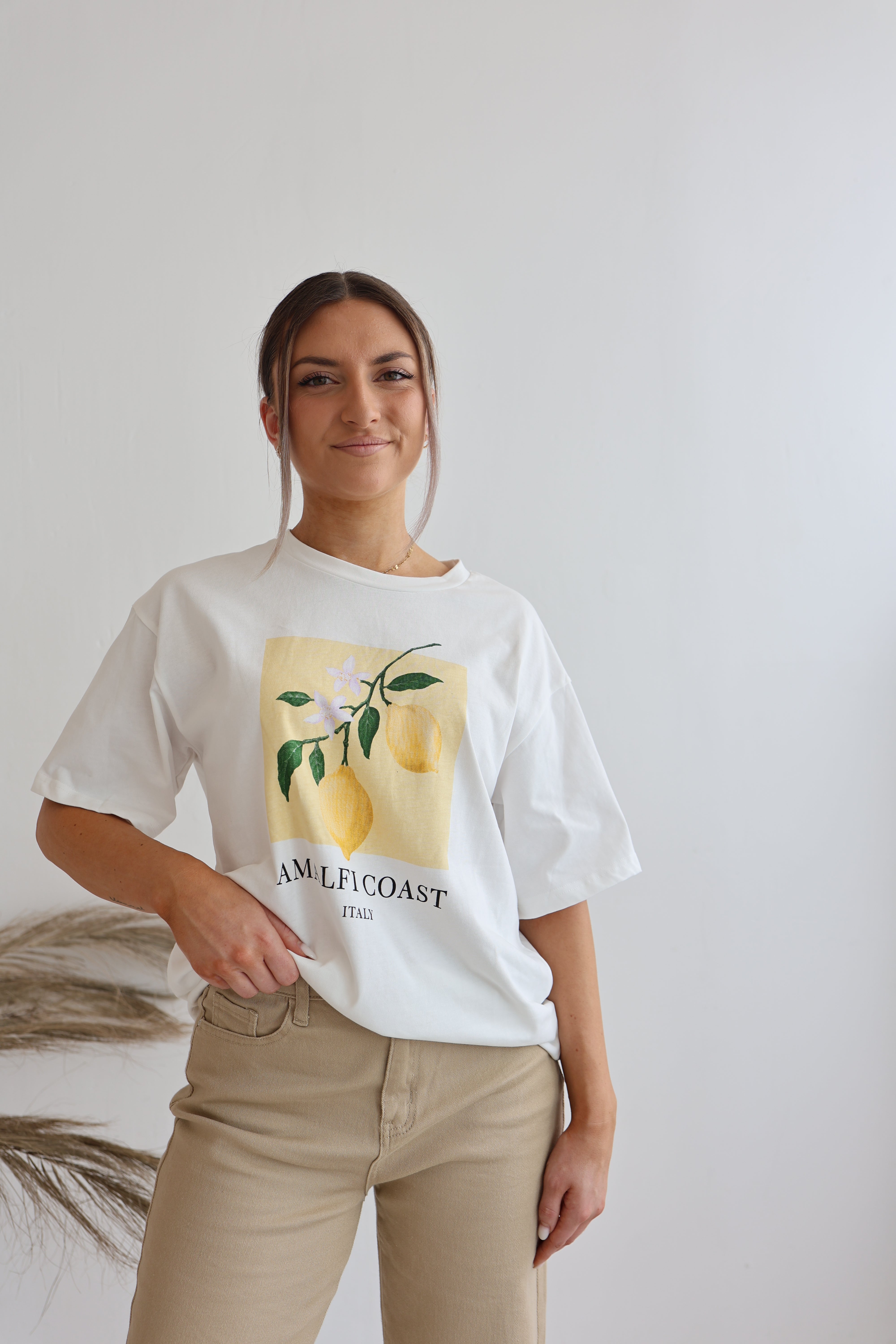 Oversized T-Shirt - Soft Cotton Drop Shoulder Tee in Neutral Tones for Women 2