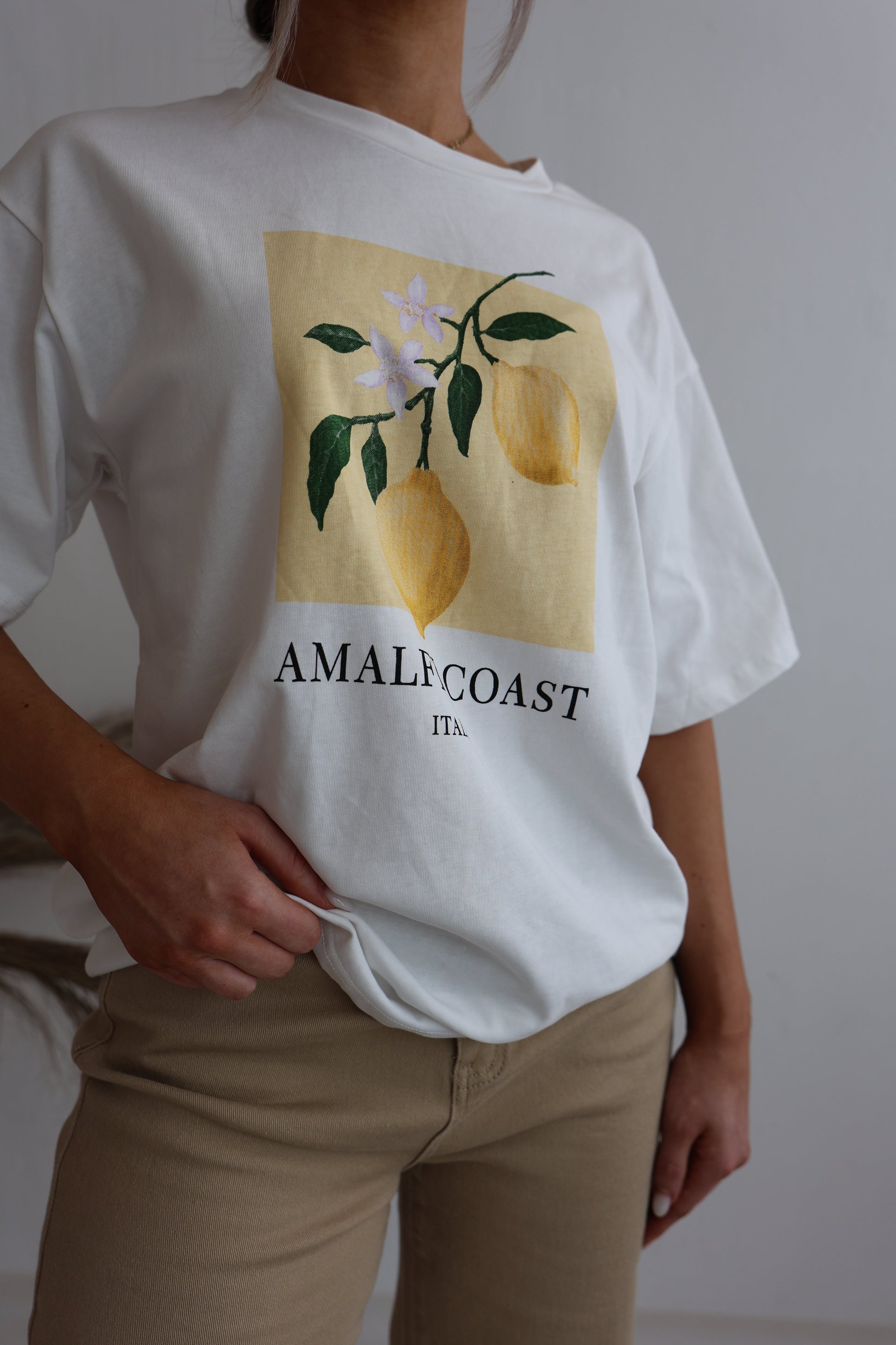 Oversized T-Shirt - Soft Cotton Drop Shoulder Tee in Neutral Tones for Women 3