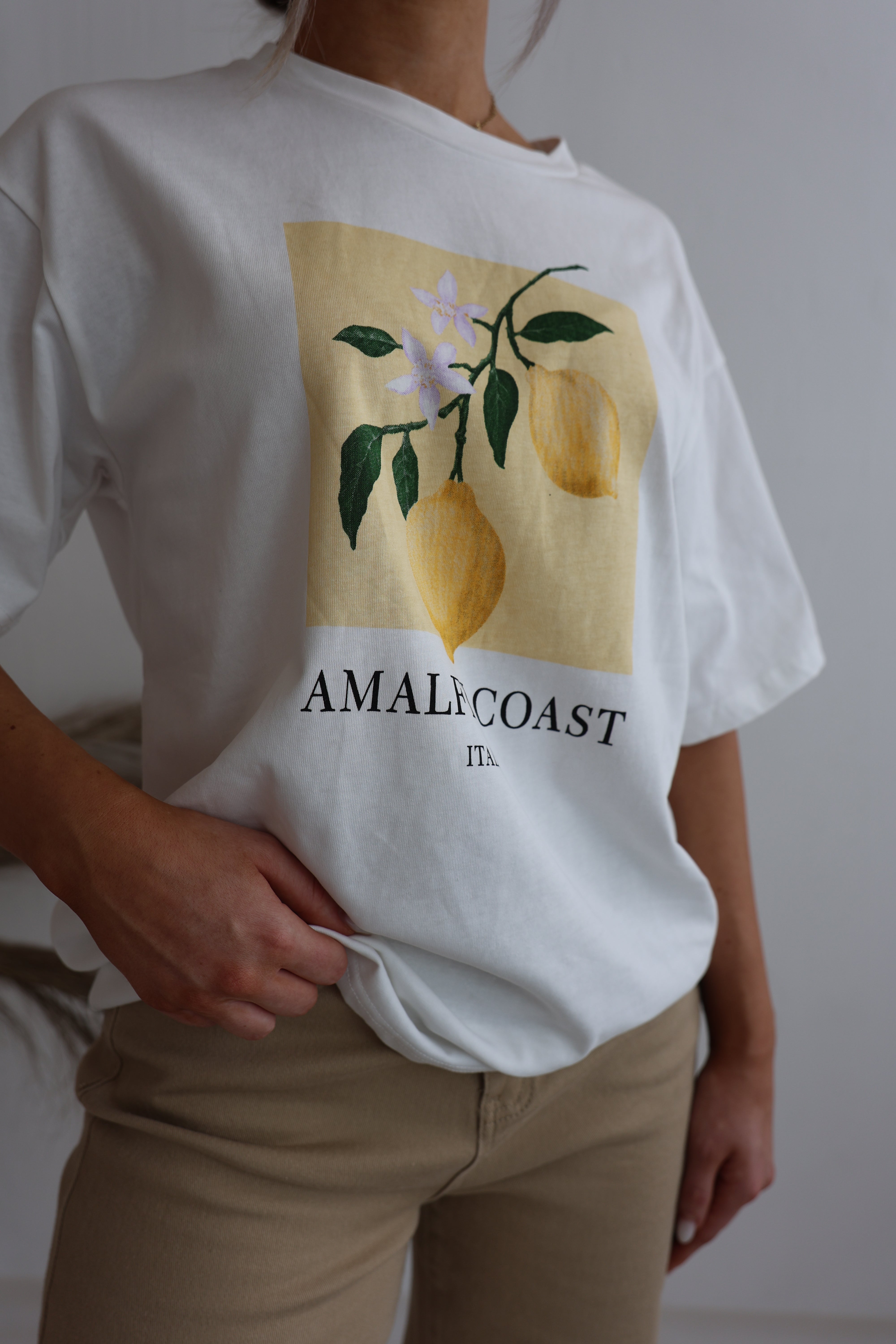 Oversized T-Shirt - Soft Cotton Drop Shoulder Tee in Neutral Tones for Women 4