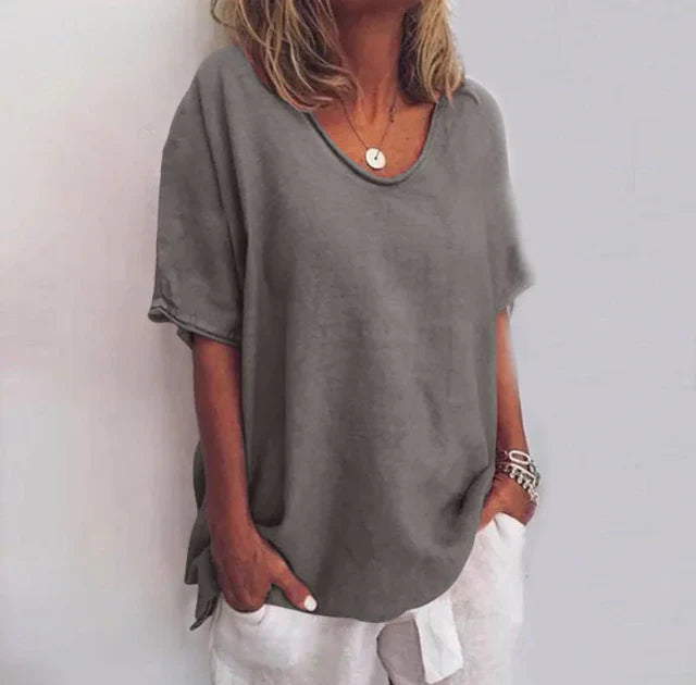 Oversized Women's T-Shirt - Soft Breathable Drop Shoulder Tee in Neutral Tones 0