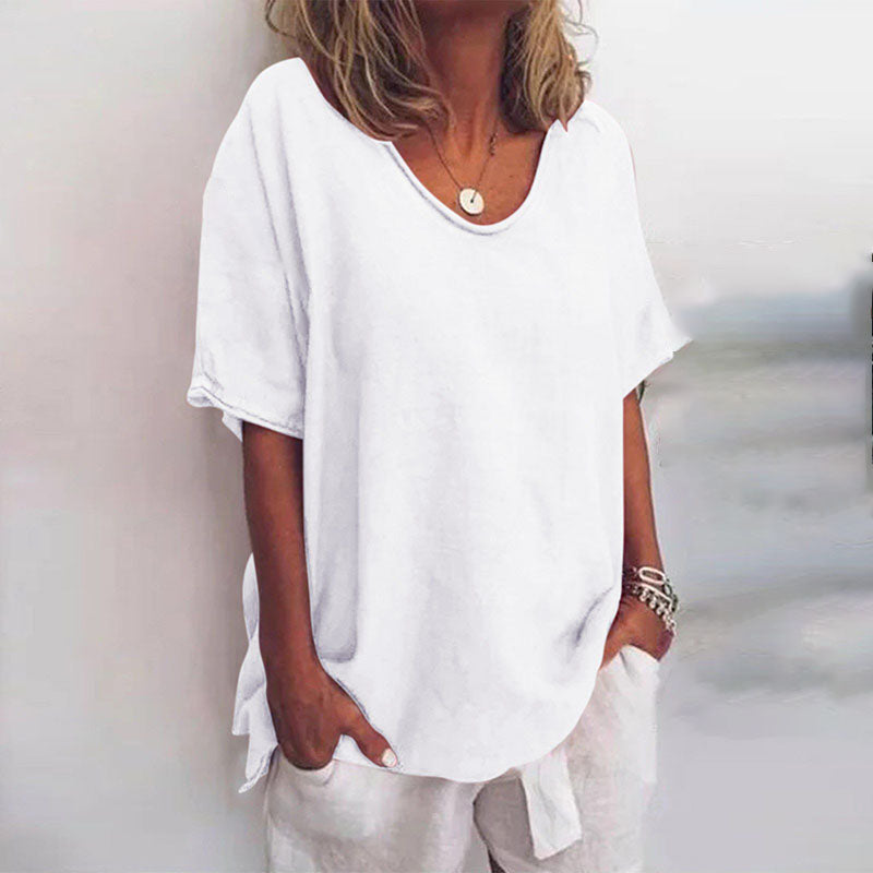 Oversized Women's T-Shirt - Soft Breathable Drop Shoulder Tee in Neutral Tones 2