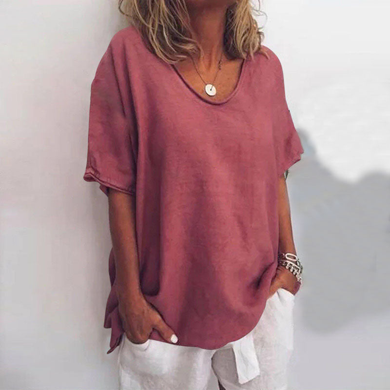 Oversized Women's T-Shirt - Soft Breathable Drop Shoulder Tee in Neutral Tones 3