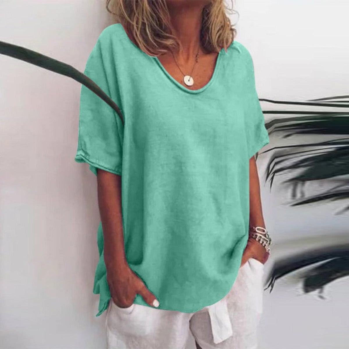 Oversized Women's T-Shirt - Soft Breathable Drop Shoulder Tee in Neutral Tones 5